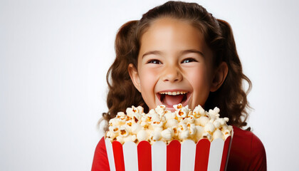 girl smiling with popcorn