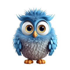 Fototapeta premium Blue Owl A Cartoon Illustration with a transparent background . AI