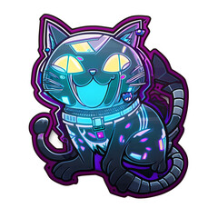 Fototapeta premium cyberpunk cat sticker png file