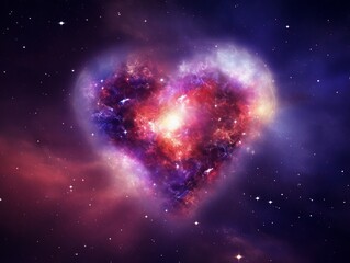 Celebrate the spirit of love with a stunning heart-shaped galaxy photo. Perfect for Valentine's Day, This eye-catching image will add a touch of romance to any project Illustration Generative AI