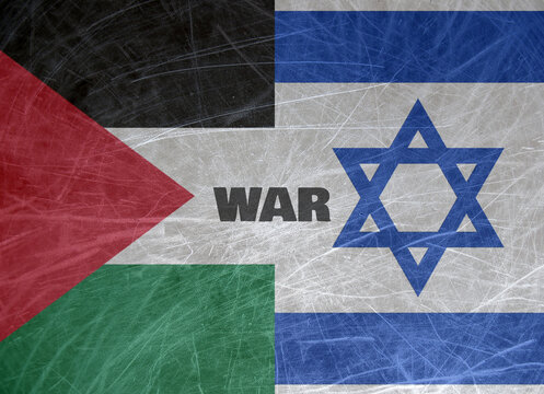 Grunge flag of Israel and Palestine