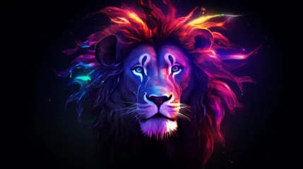 Fototapeten portrait of a neon lights lion © Love Mohammad