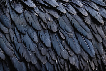 Obraz premium Beautiful black grey bird feathers pattern texture background.