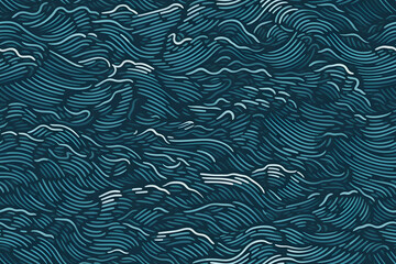 Seamless pattern with with water waved, illustration