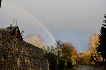 rainbow over the village