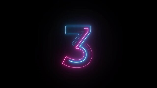 Neon number 3 with alpha channel, neon numbers, number three