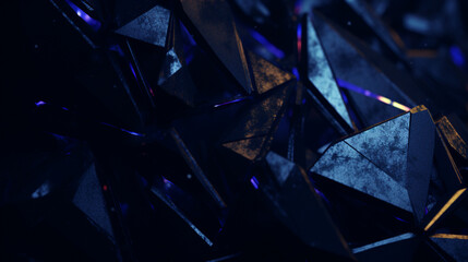 Gros plan, zoom sur des minéraux. Cristal, pierre de couleur noir et bleu. Matériau. Pour conception et création graphique.
