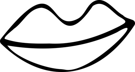 doodle illustration of plump lips in a smile - obrazy, fototapety, plakaty
