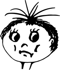 face vector doodle of a boy character with surprised eyes