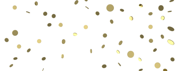 Glittering confetti on a transparent background. Holiday, birthday and Christmas decoration