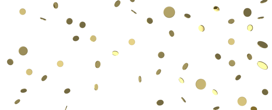 Glittering confetti on a transparent background. Holiday, birthday and Christmas decoration