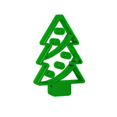 Green Christmas tree with decorations icon isolated on transparent background. Merry Christmas and Happy New Year.