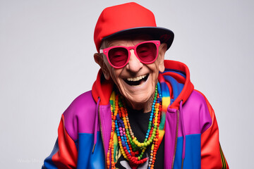 Fototapeta premium a pleased man in his 90s that is wearing random clothes