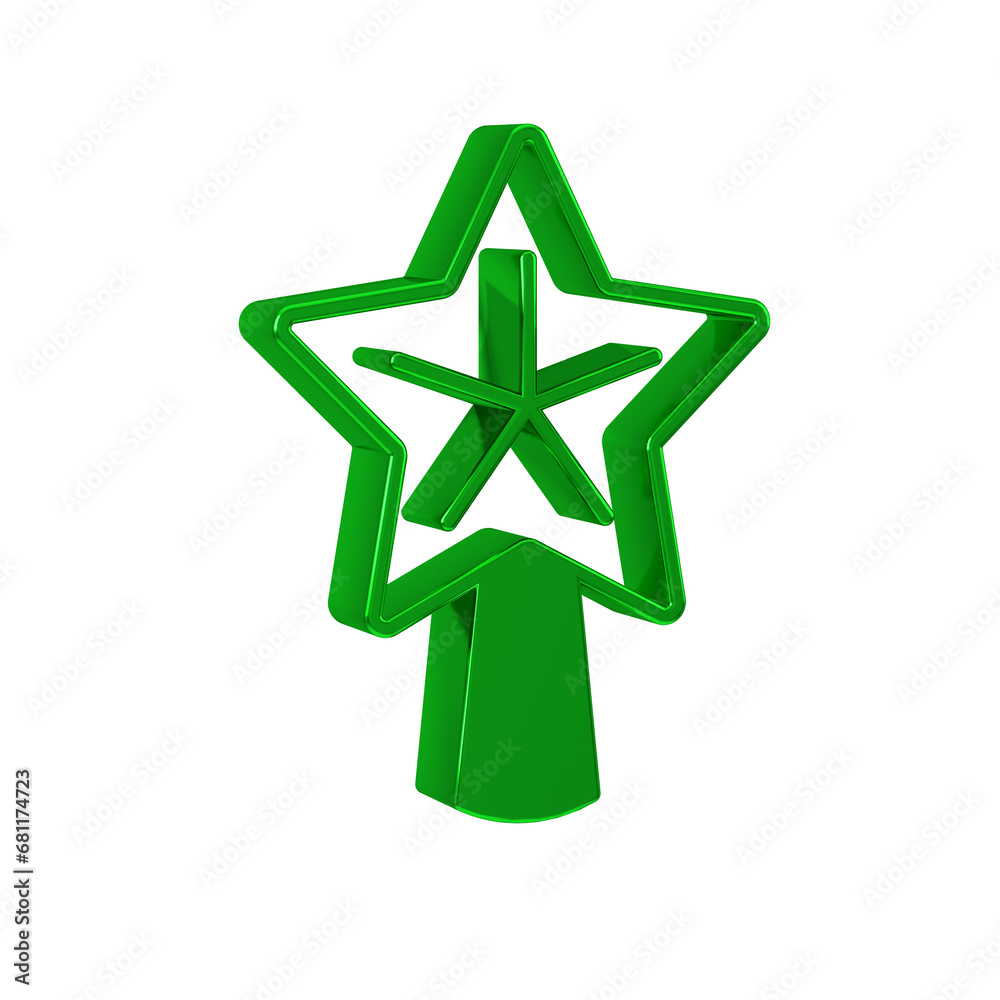 Poster Green Christmas star icon isolated on transparent background. Merry Christmas and Happy New Year.