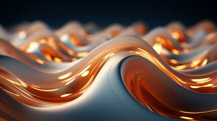 Abstract rendering of water surface with golden bokeh. ai generative