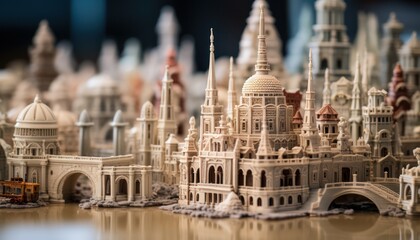 A Detailed Close Up of a Miniature City Model