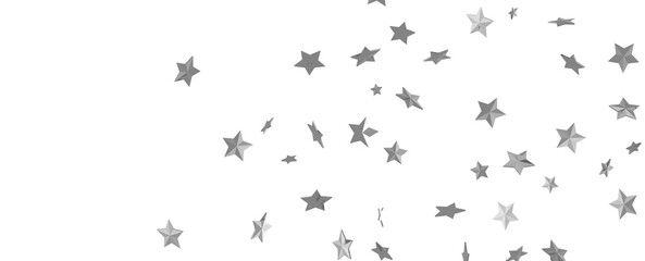 Silver star of confetti. Falling stars on a white