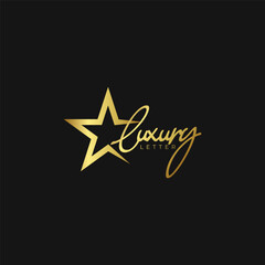 Obraz premium Luxury Brand Star signature logo design gold color vector template