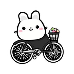 Fototapeta premium Bicycle kawaii sticker png transparent file