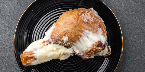 duck leg semifinished half cooked duck meat confit delicious eating cooking meal food snack on the table copy space food background rustic top view