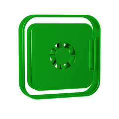 Green Safe icon isolated on transparent background. The door safe a bank vault with a combination lock. Reliable Data Protection.