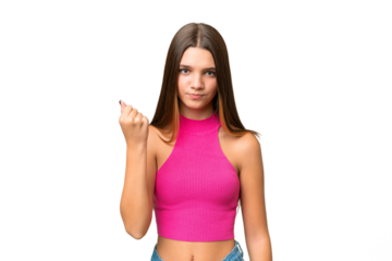 Teenager caucasian girl over isolated background with unhappy expression
