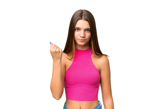 Teenager caucasian girl over isolated background with unhappy expression
