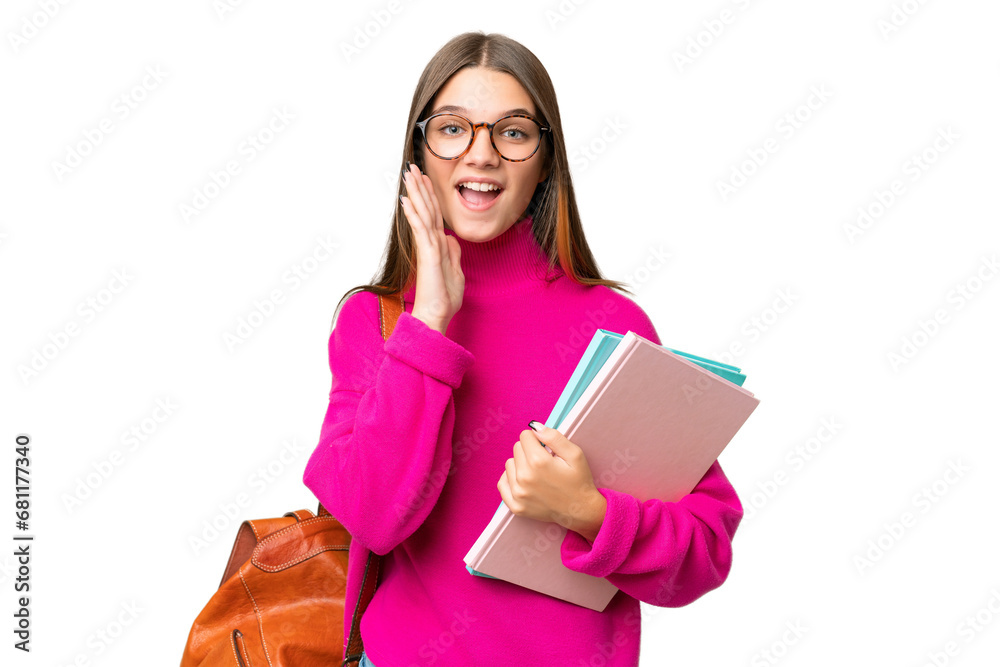 Canvas Prints Teenager student caucasian girl over isolated background with surprise and shocked facial expression