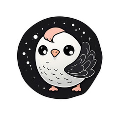 Obraz premium Bird kawaii sticker png transparent file