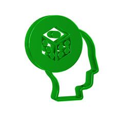 Green Game dice icon isolated on transparent background. Casino gambling.