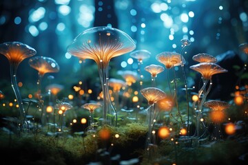 Neural Network Garden - A lush garden visualized as a network of interconnected neurons, representing AI's growth and learning - AI Generated