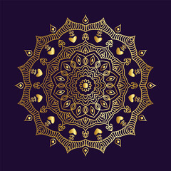 ornamental round mandala illustrator with golden color