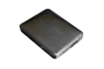 External portable hard drive, isolated on a white background