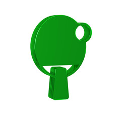 Green Racket for playing table tennis icon isolated on transparent background.