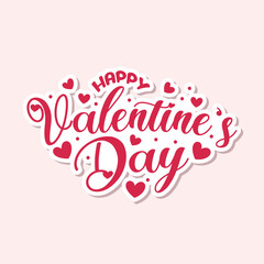 Fototapeta na wymiar Happy Valentines Day script lettering and calligraphy vector illustration. Romantic Template design for celebrating valentine's Day on 14 February. Wallpaper, flyer, poster, sticker, banner, card.