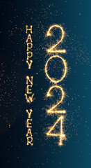 Vertical web banner Happy New Year 2024 - obrazy, fototapety, plakaty