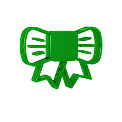 Green Gift bow icon isolated on transparent background.