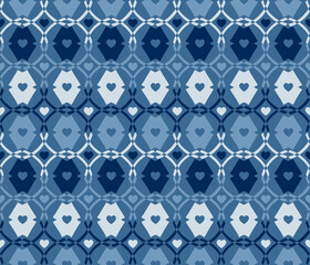 Heartfelt Blue Country Cottage Pattern Seamless Tile

