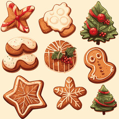 vector set of christmas gingerbread cookies