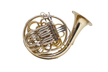 French Horn Art Isolated on transparent background. Generative Ai