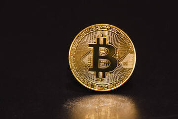 bitcoin gold coin on black background