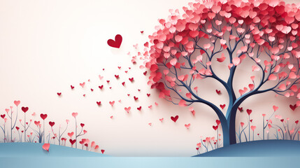 Fototapeta premium Soft Whispers of Love, Delicate hearts against a tender background, perfect for Valentines Day expressions