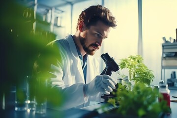 male scientist working on organic farming