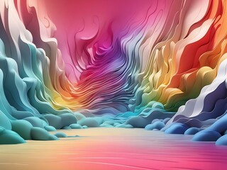 Wavy holographic gradient shape. Abstract iridescence background