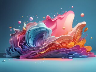 Wavy holographic gradient shape. Abstract iridescence background