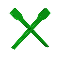 Green Food chopsticks icon isolated on transparent background. Wooden Korean sticks for Asian dishes. Oriental utensils.