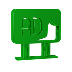 Green Advertising icon isolated on transparent background. Concept of marketing and promotion process. Responsive ads. Social media advertising.