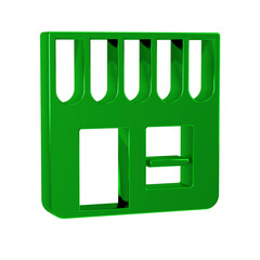 Green Shopping building or market store icon isolated on transparent background. Shop construction.
