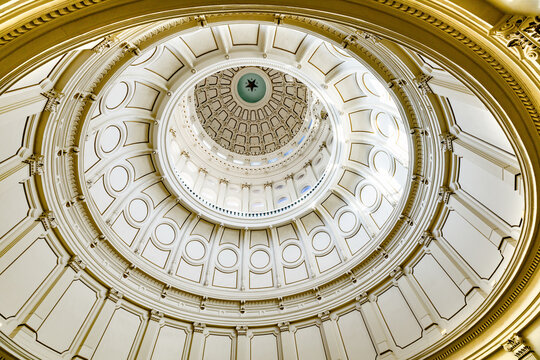 The dome of the rotunda inside the Texas State Capitol, the largest capitol building in the United States.