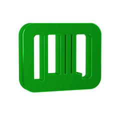 Green Barcode icon isolated on transparent background.